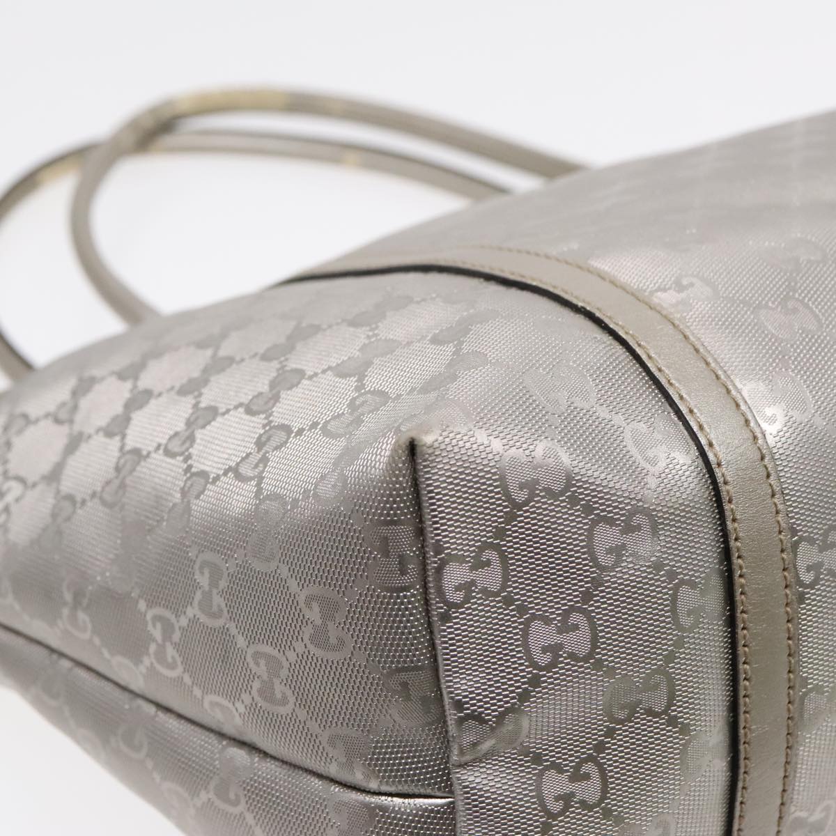 GUCCI GG implementation Tote Bag PVC Silver Auth 92536