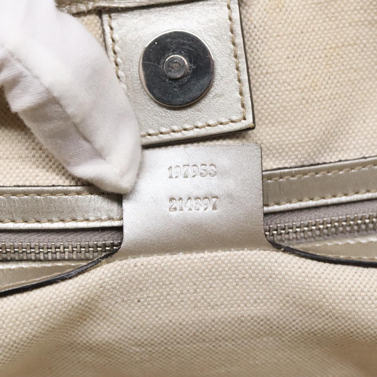 GUCCI GG implementation Tote Bag PVC Silver Auth 92536