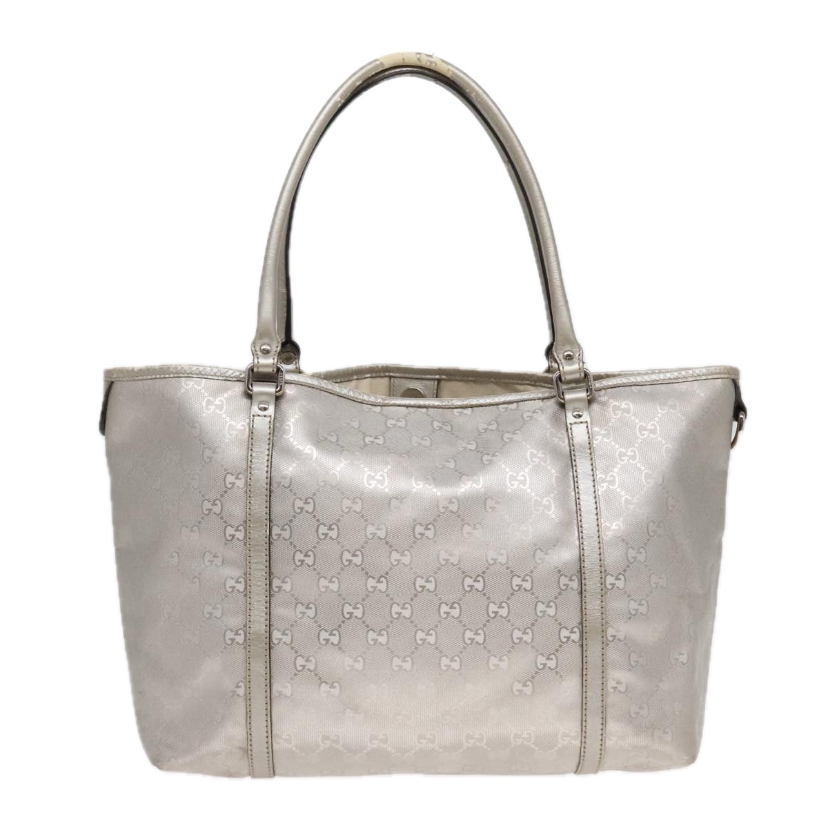 GUCCI GG implementation Tote Bag PVC Silver Auth 92536