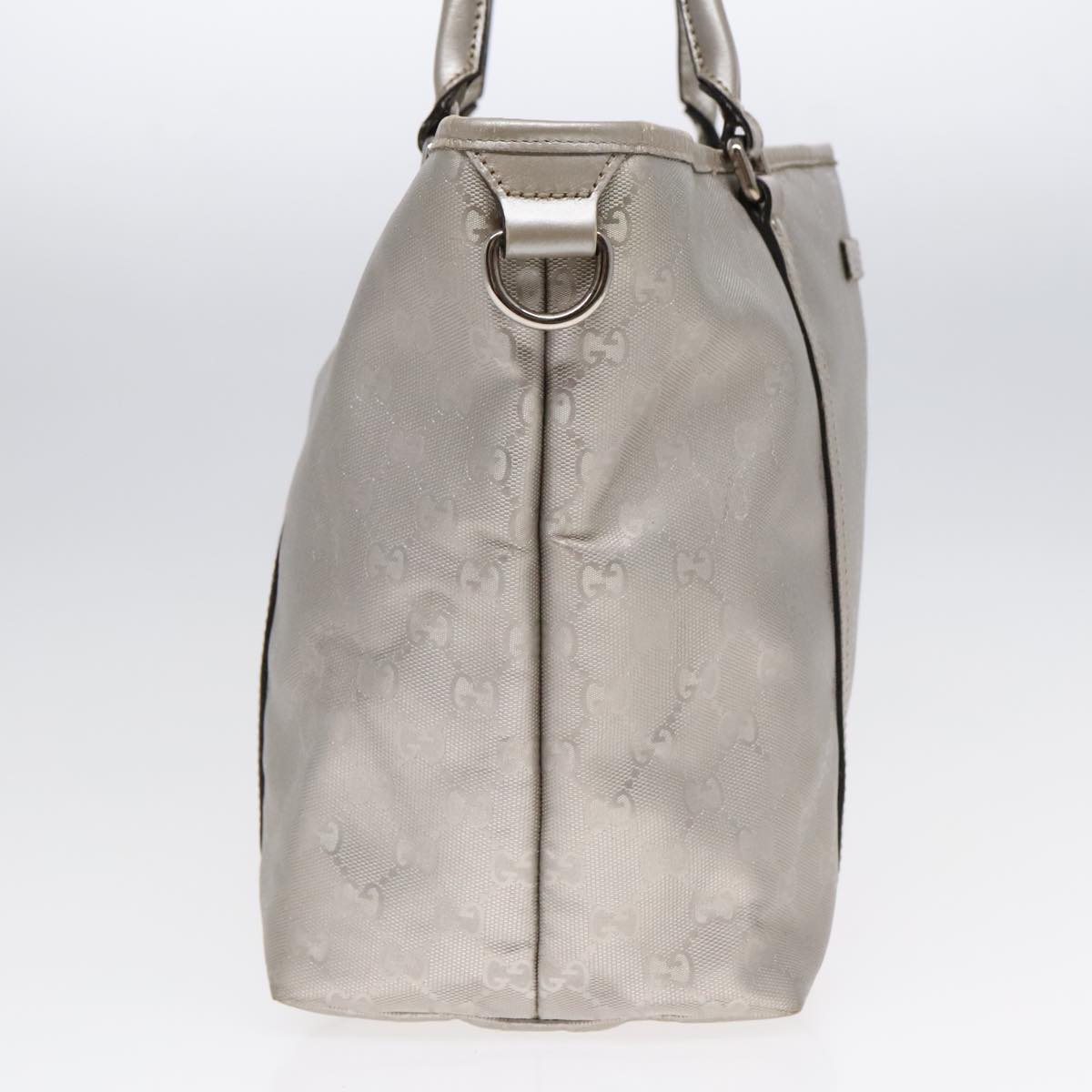GUCCI GG implementation Tote Bag PVC Silver Auth 92536