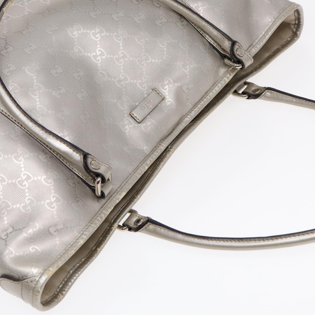 GUCCI GG implementation Tote Bag PVC Silver Auth 92536