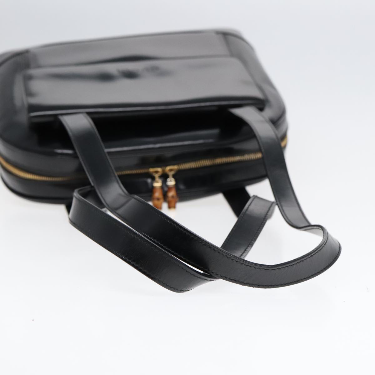 GUCCI Shoulder Bag Patent leather Black Gold 001 2214 1649 Auth 92605