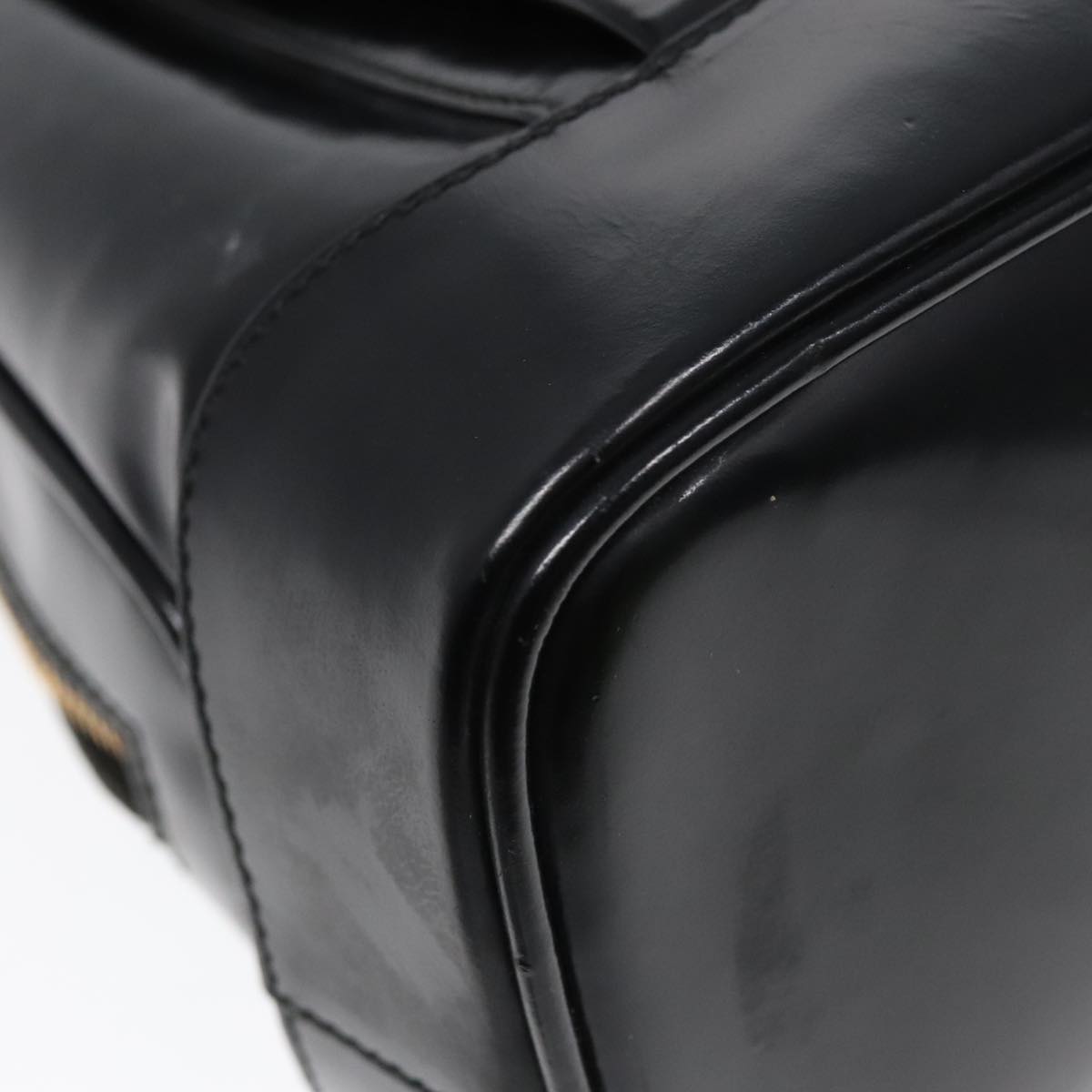 GUCCI Shoulder Bag Patent leather Black Gold 001 2214 1649 Auth 92605