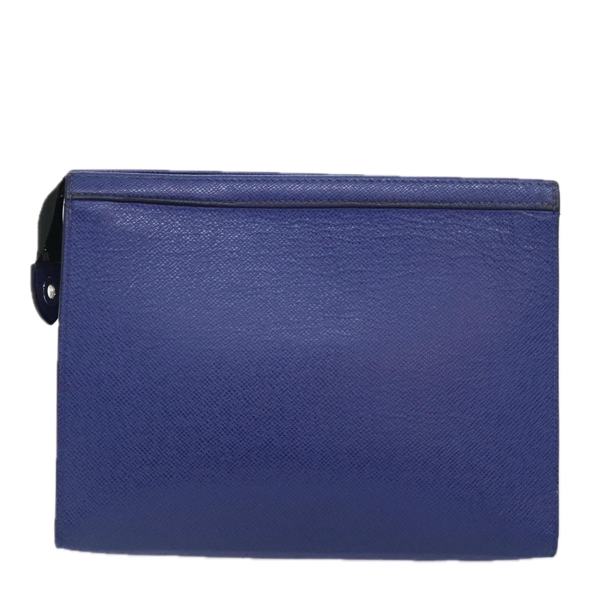 LOUIS VUITTON Taiga Pochette Voyage MM Clutch Bag Blue M30575 LV Auth 92645