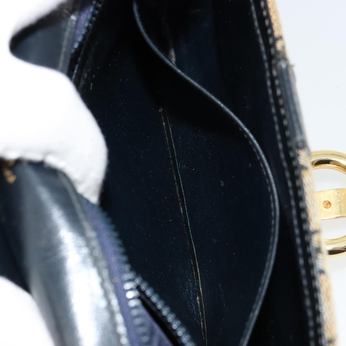 GUCCI GG Canvas Shoulder Bag Beige Navy Gold Auth 92734