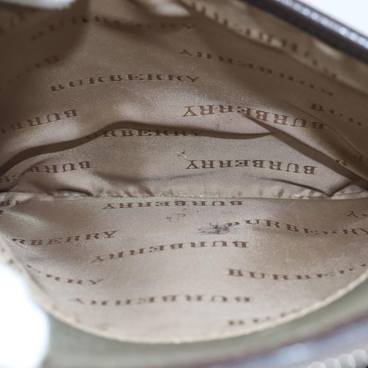 BURBERRY Nova Check Shoulder Bag Nylon Leather Gray Beige Silver Auth 92799