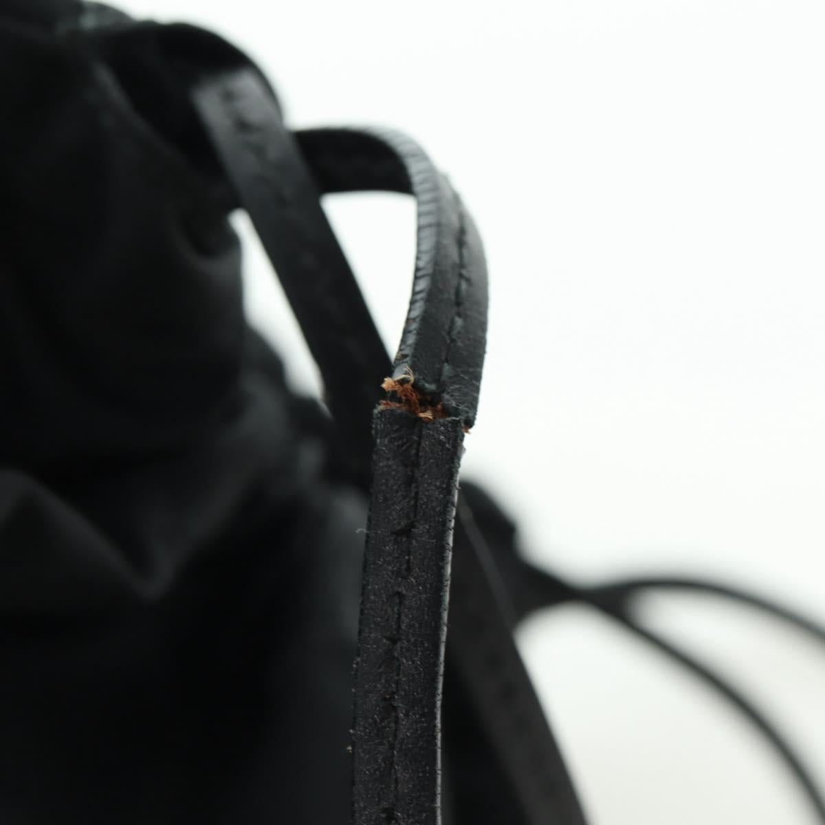 PRADA Backpack Nylon Leather Black Blue Silver Auth 92876