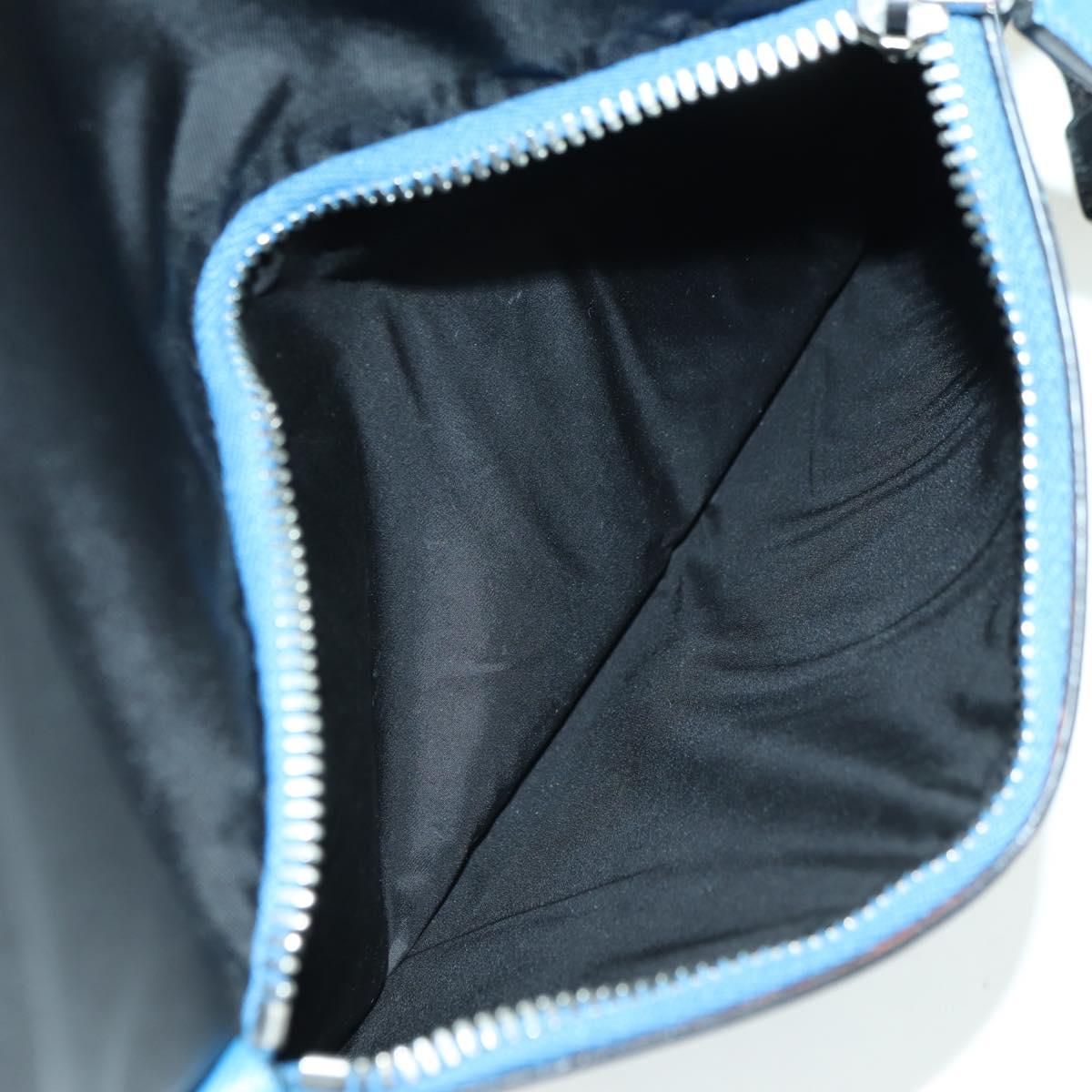 PRADA Backpack Nylon Leather Black Blue Silver Auth 92876