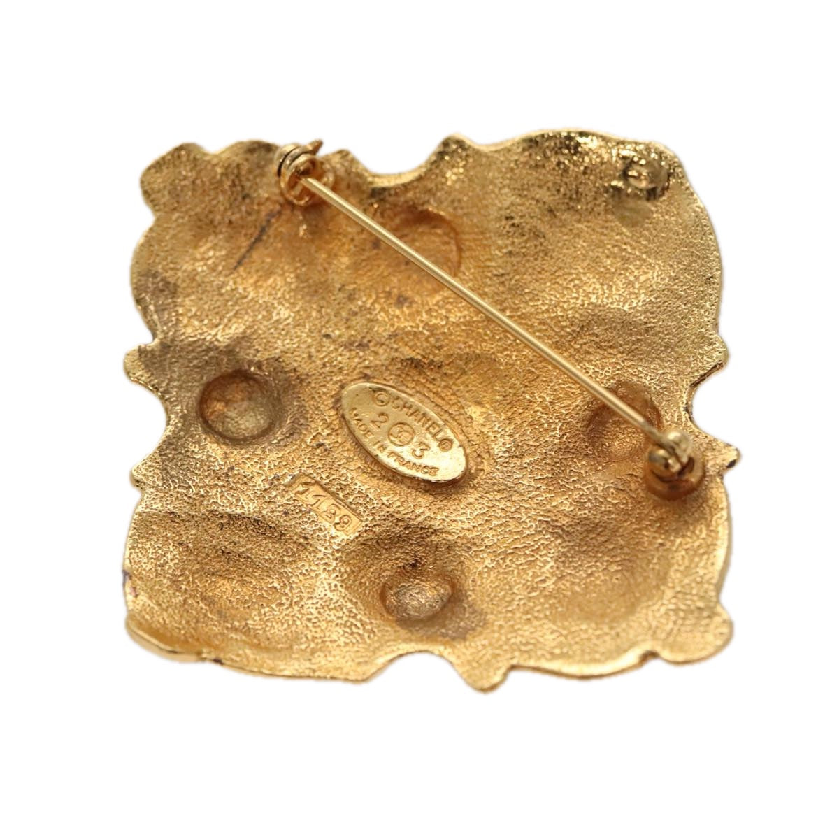 CHANEL Brooch metal Gold CC Auth 92879