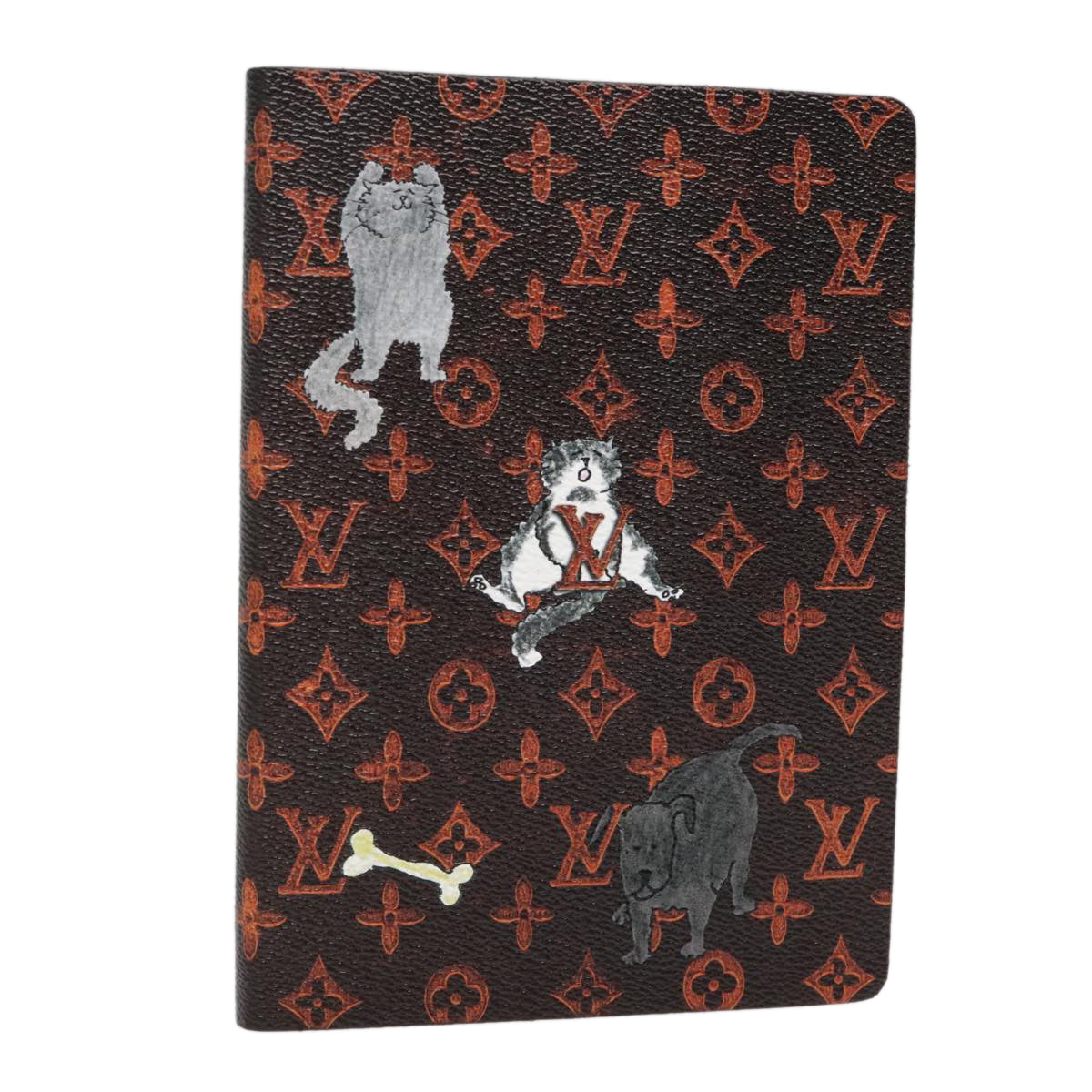 LOUIS VUITTON Catgram Cayenne Clemence Note Cover Orange GI0358 LV Auth 92886
