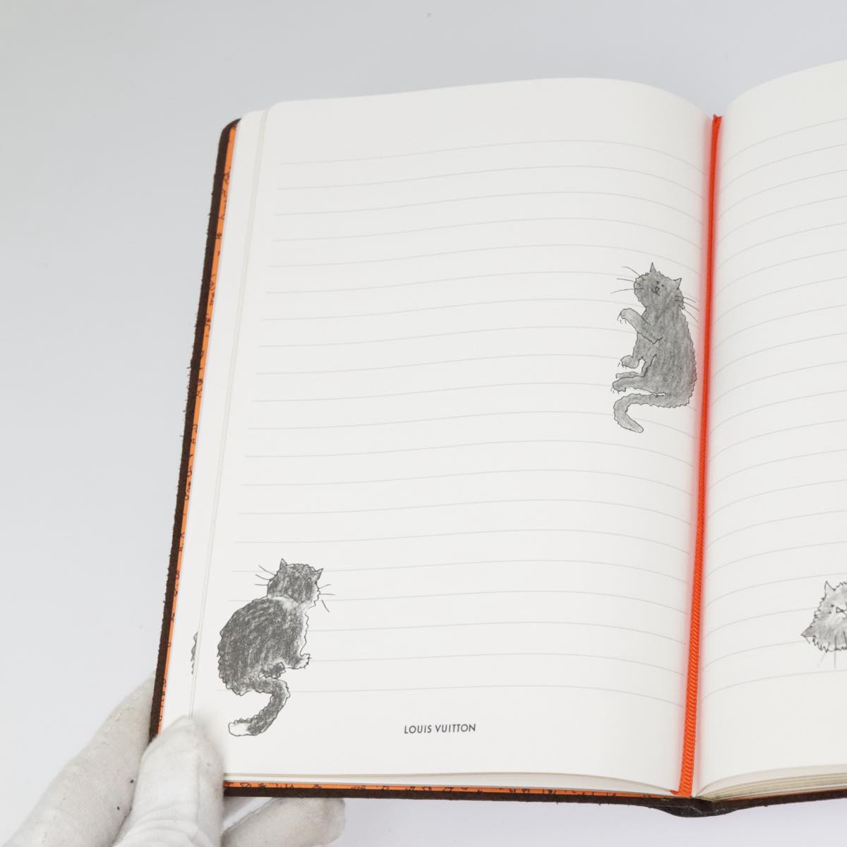 LOUIS VUITTON Catgram Cayenne Clemence Note Cover Orange GI0358 LV Auth 92886