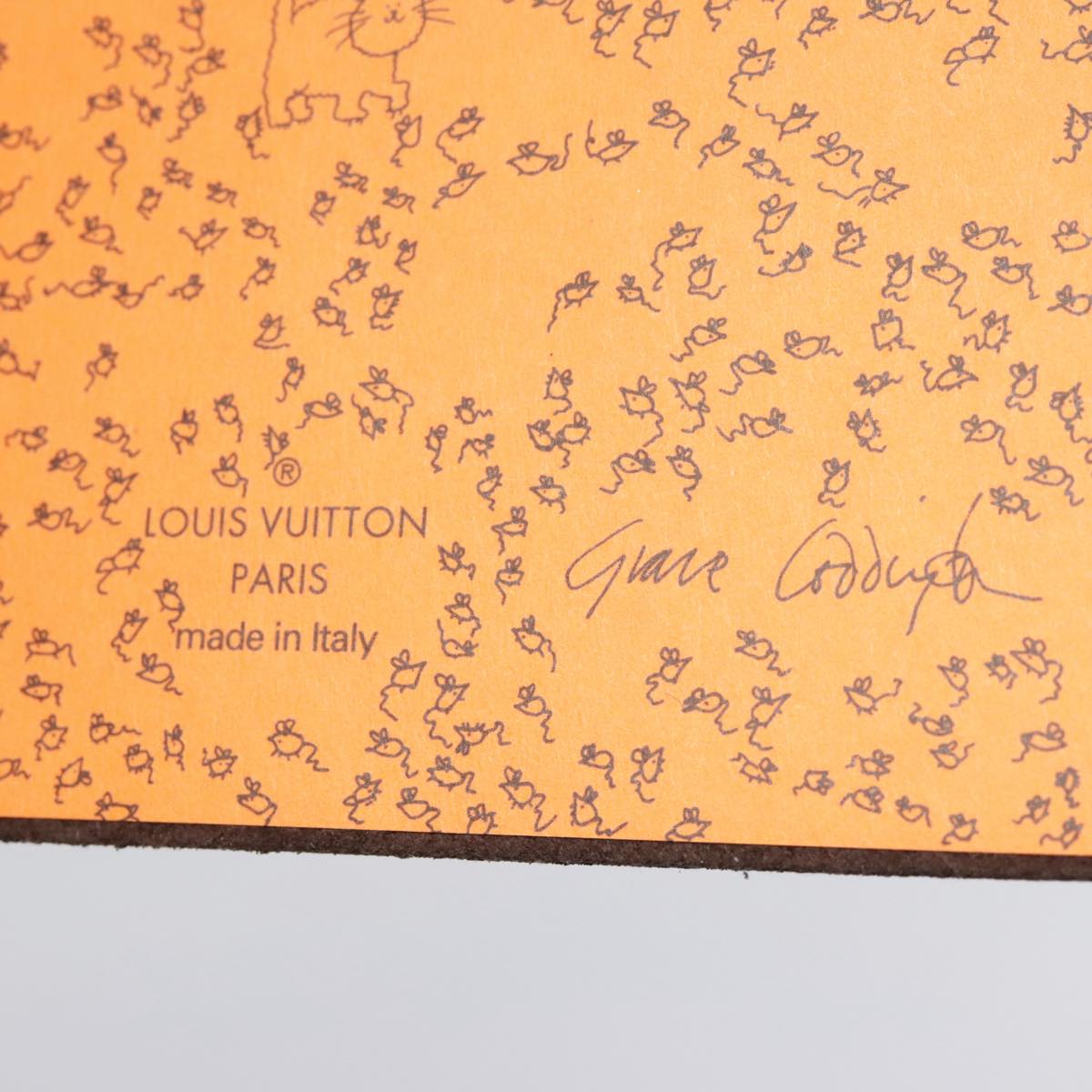 LOUIS VUITTON Catgram Cayenne Clemence Note Cover Orange GI0358 LV Auth 92886