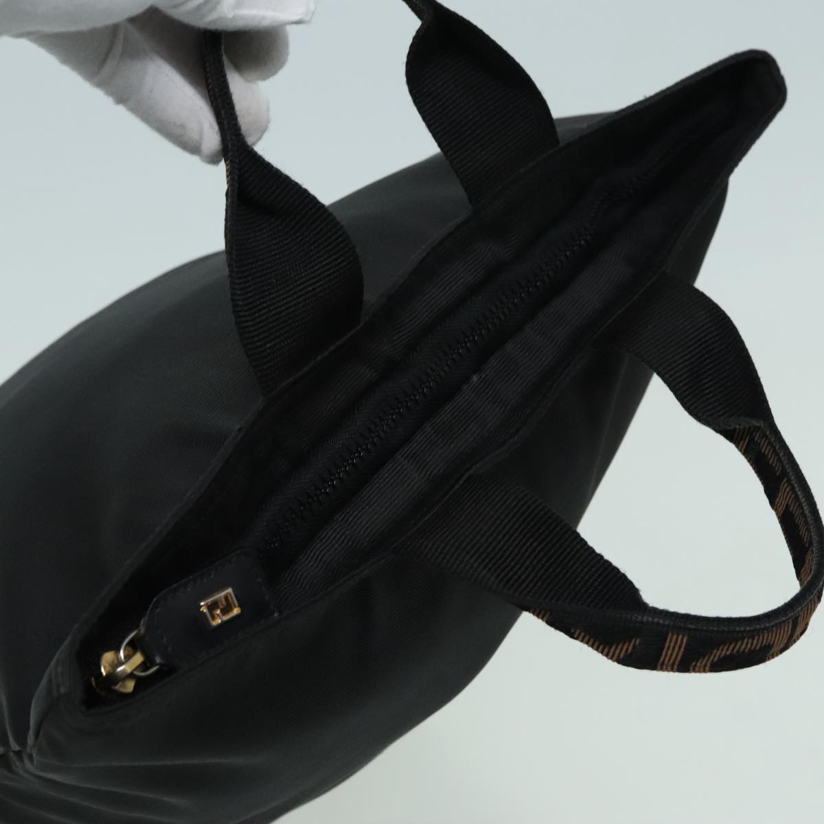 FENDI Hand Bag Black Auth 92994