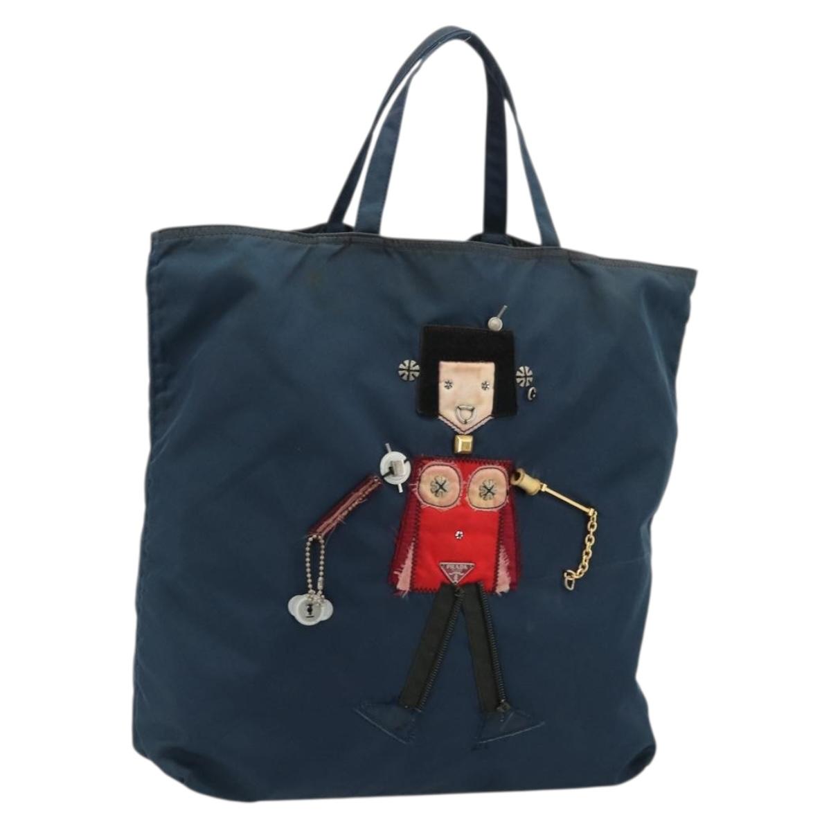 PRADA Robot Tote Bag Nylon Navy Auth 93015