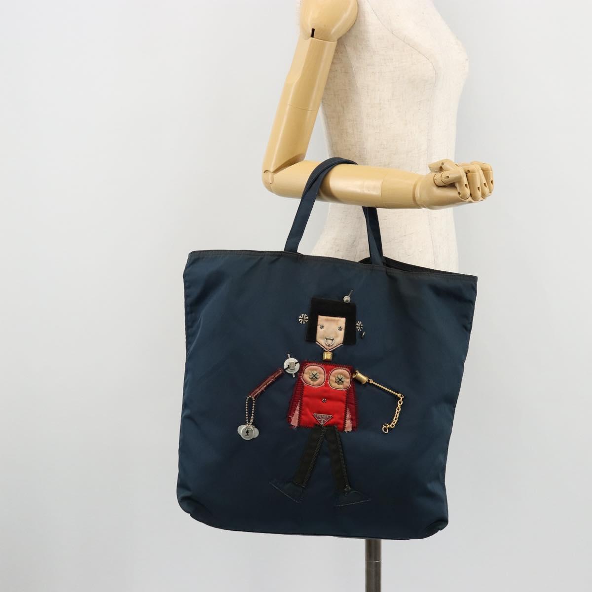 PRADA Robot Tote Bag Nylon Navy Auth 93015