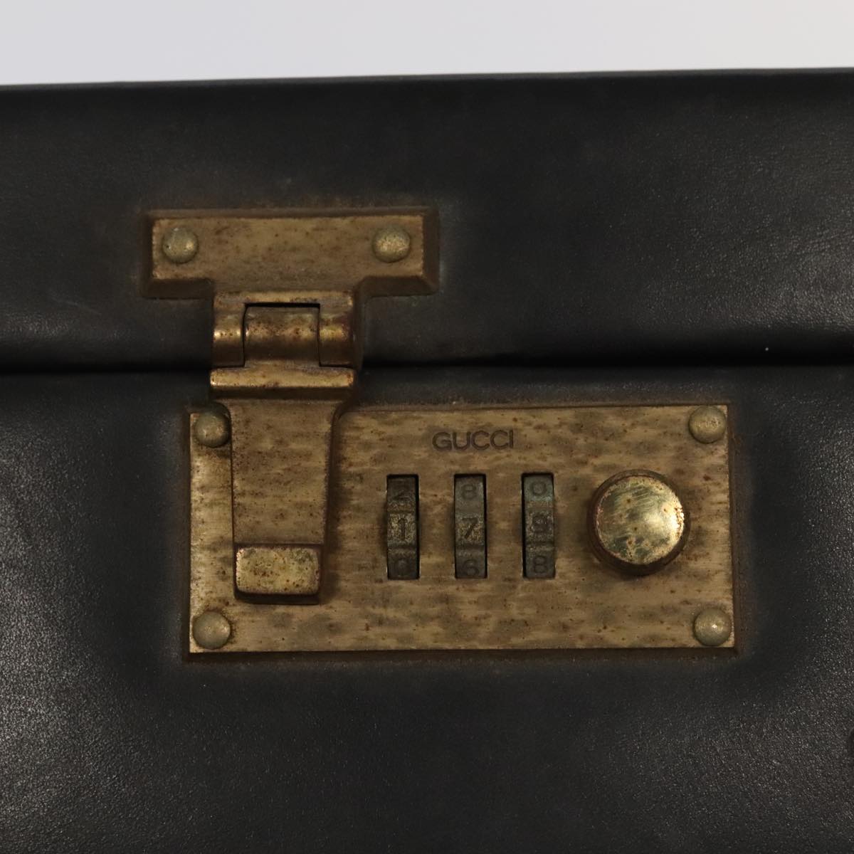 GUCCI Business Bag Leather Black Auth 93060