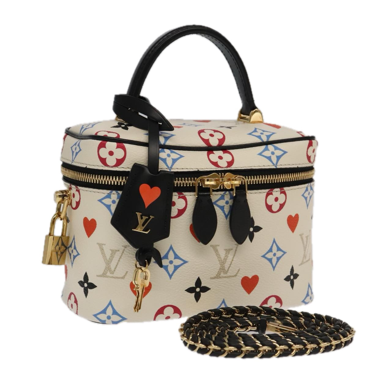 LOUIS VUITTON Monogram Game On Vanity PM Hand Bag White M57458 LV Auth 93070SM