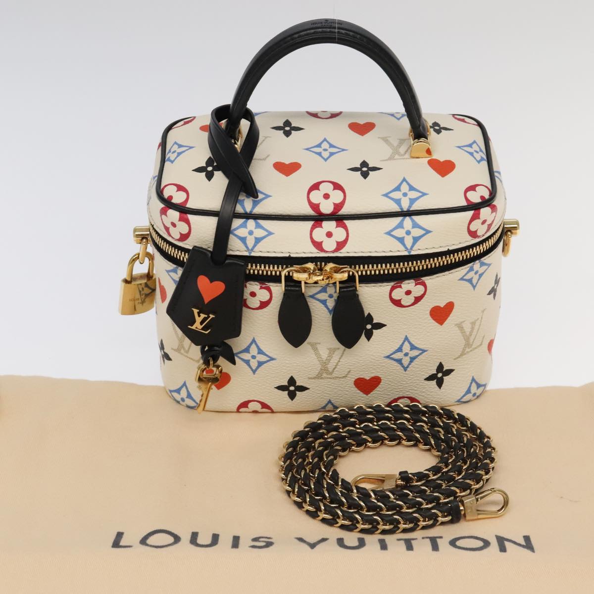 LOUIS VUITTON Monogram Game On Vanity PM Hand Bag White M57458 LV Auth 93070SM