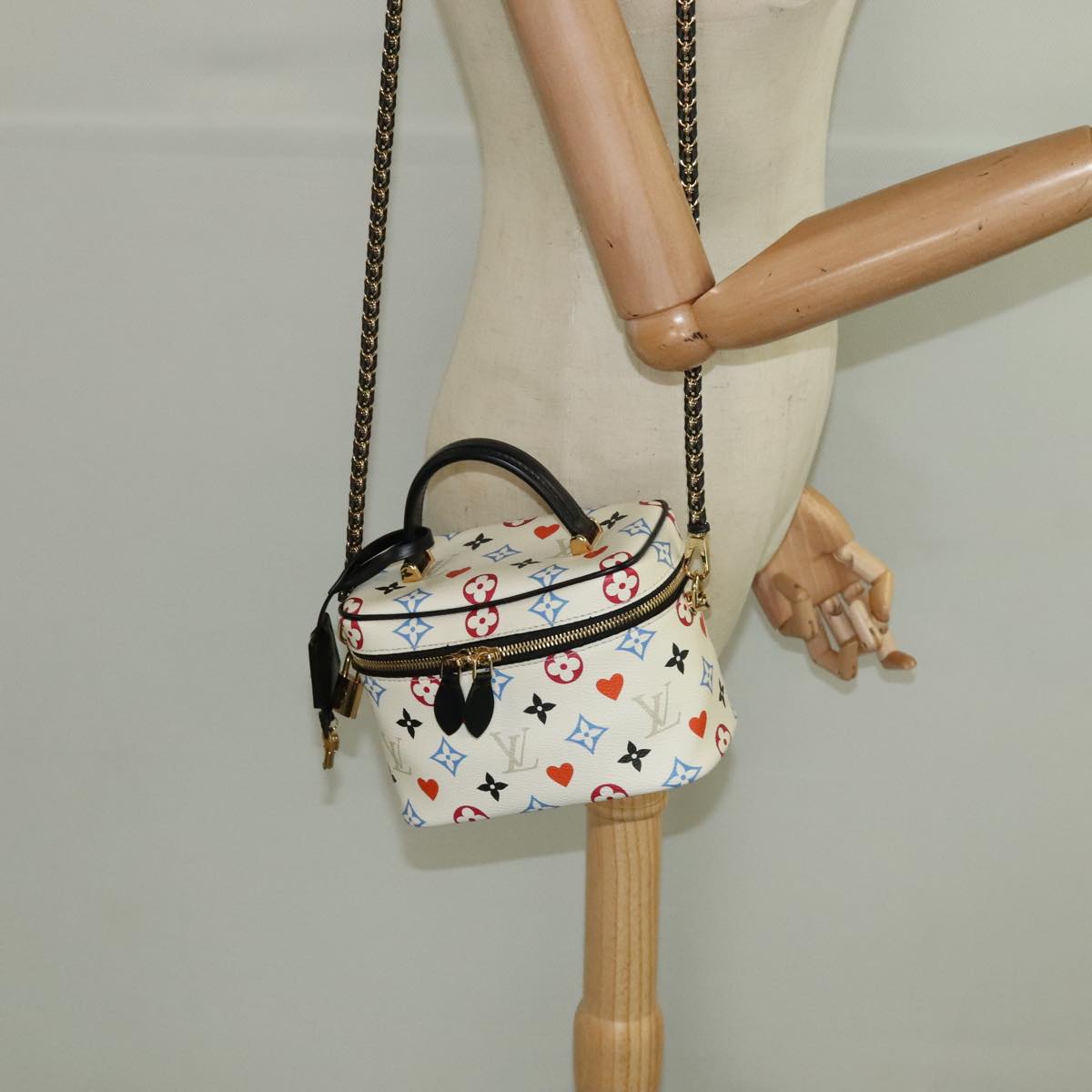 LOUIS VUITTON Monogram Game On Vanity PM Hand Bag White M57458 LV Auth 93070SM