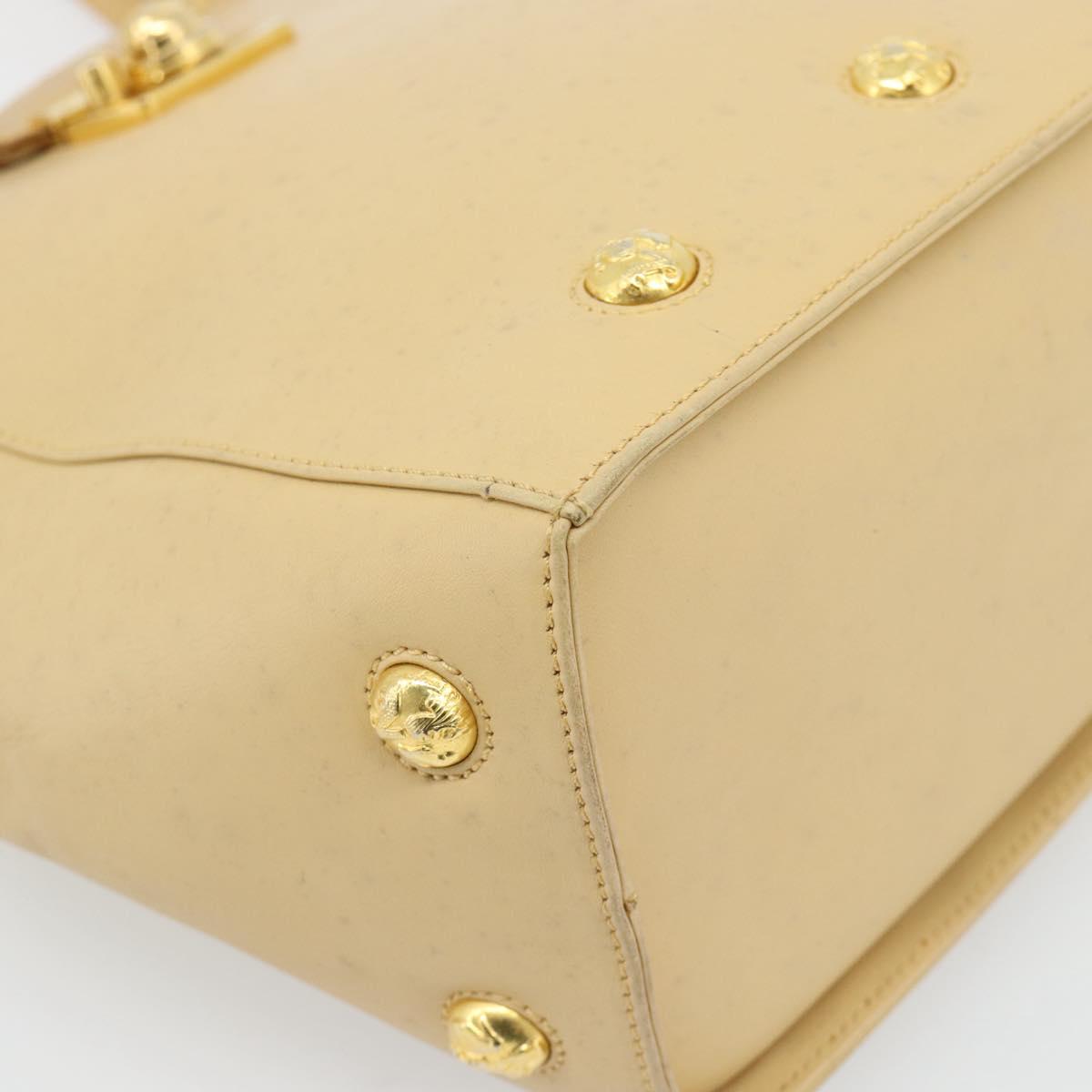 Salvatore Ferragamo Shoulder Bag Leather Beige Gold Auth 93202