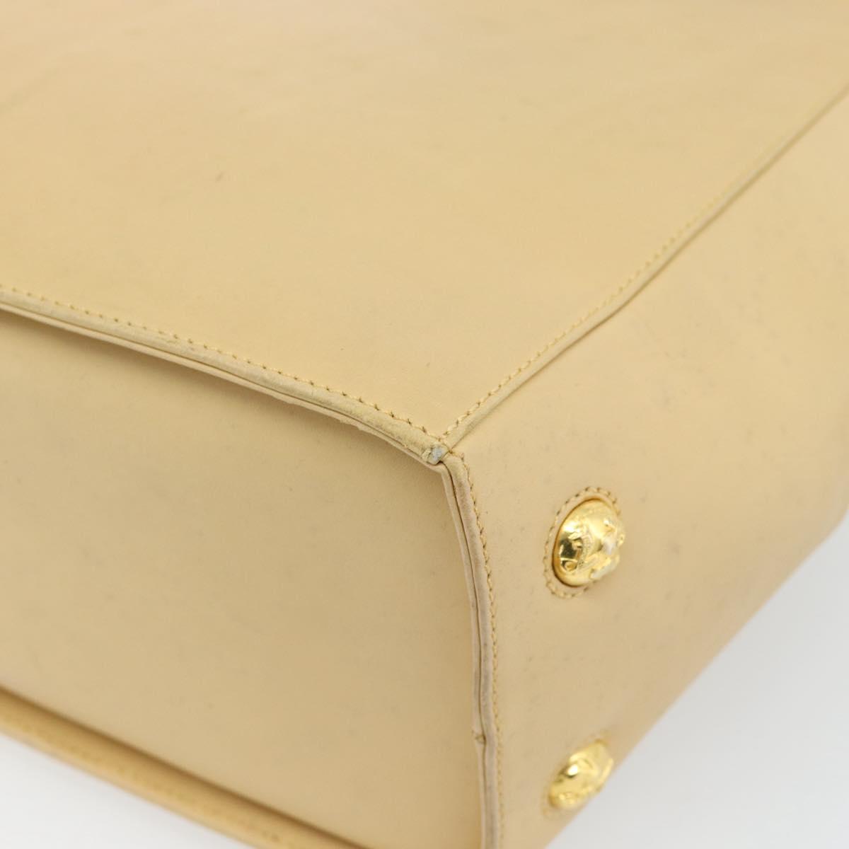 Salvatore Ferragamo Shoulder Bag Leather Beige Gold Auth 93202
