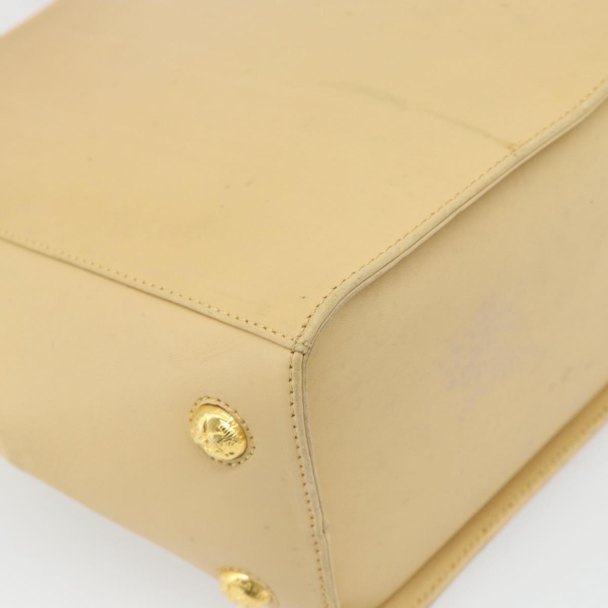 Salvatore Ferragamo Shoulder Bag Leather Beige Gold Auth 93202