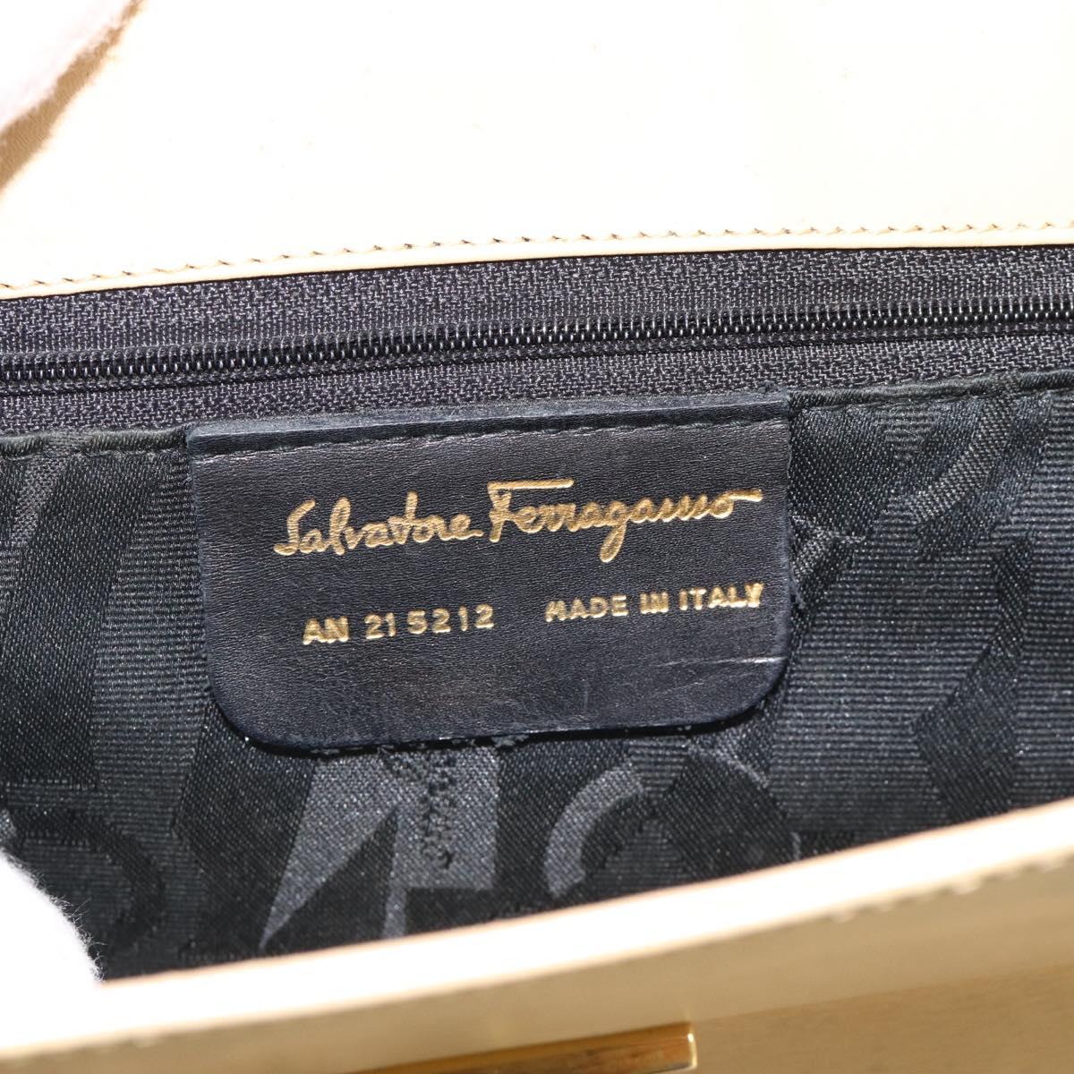 Salvatore Ferragamo Shoulder Bag Leather Beige Gold Auth 93202