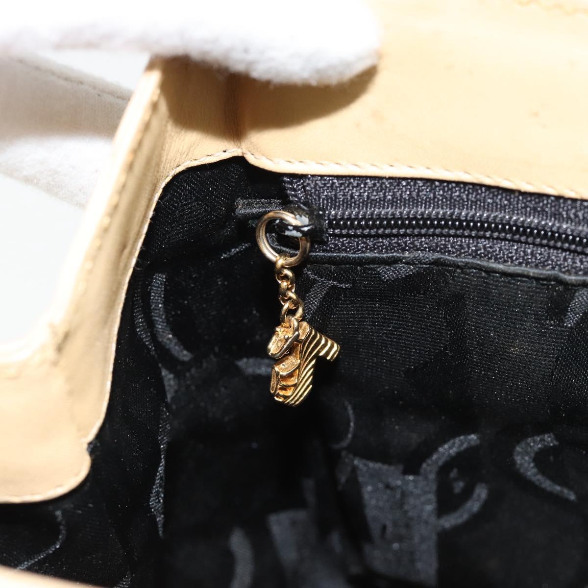 Salvatore Ferragamo Shoulder Bag Leather Beige Gold Auth 93202