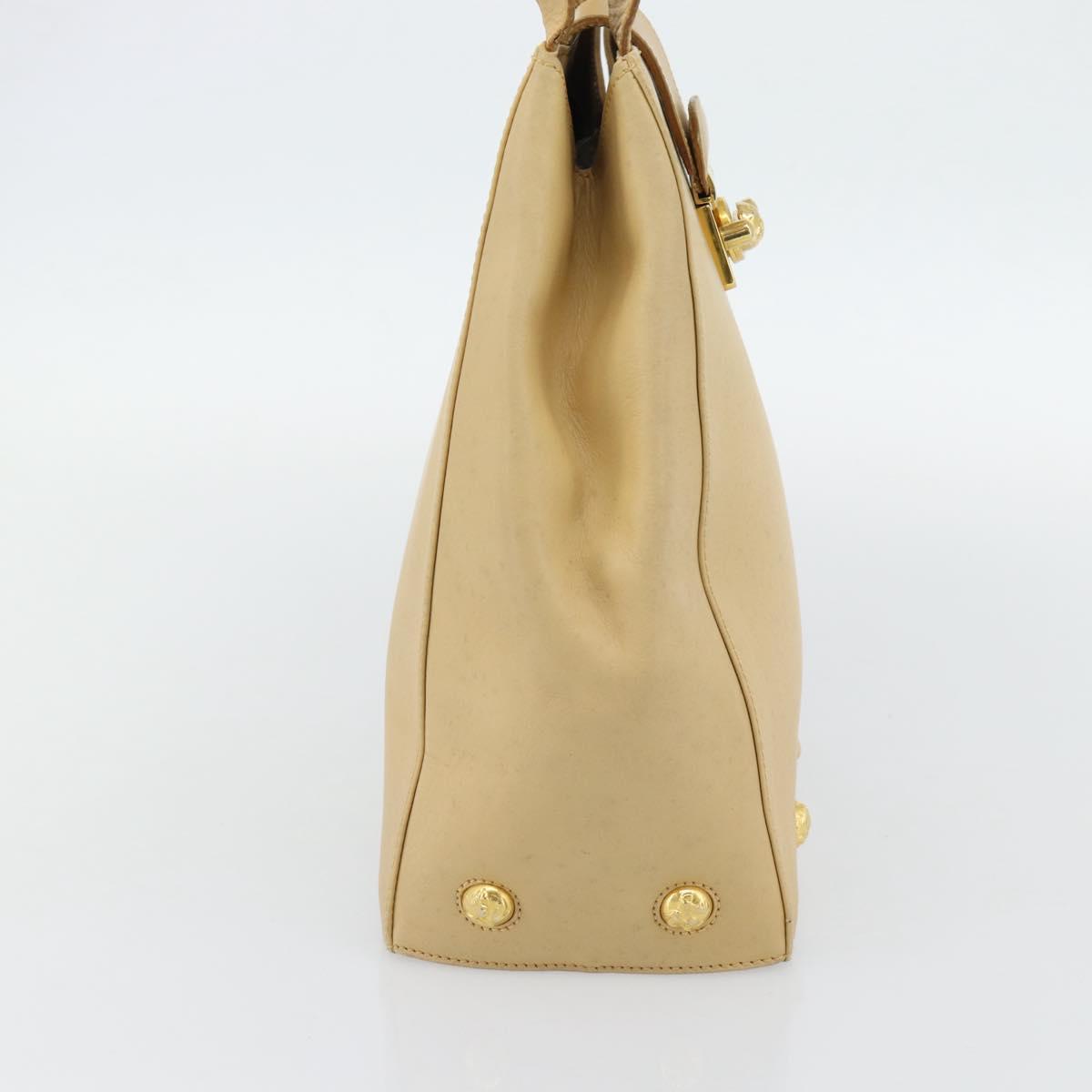 Salvatore Ferragamo Shoulder Bag Leather Beige Gold Auth 93202