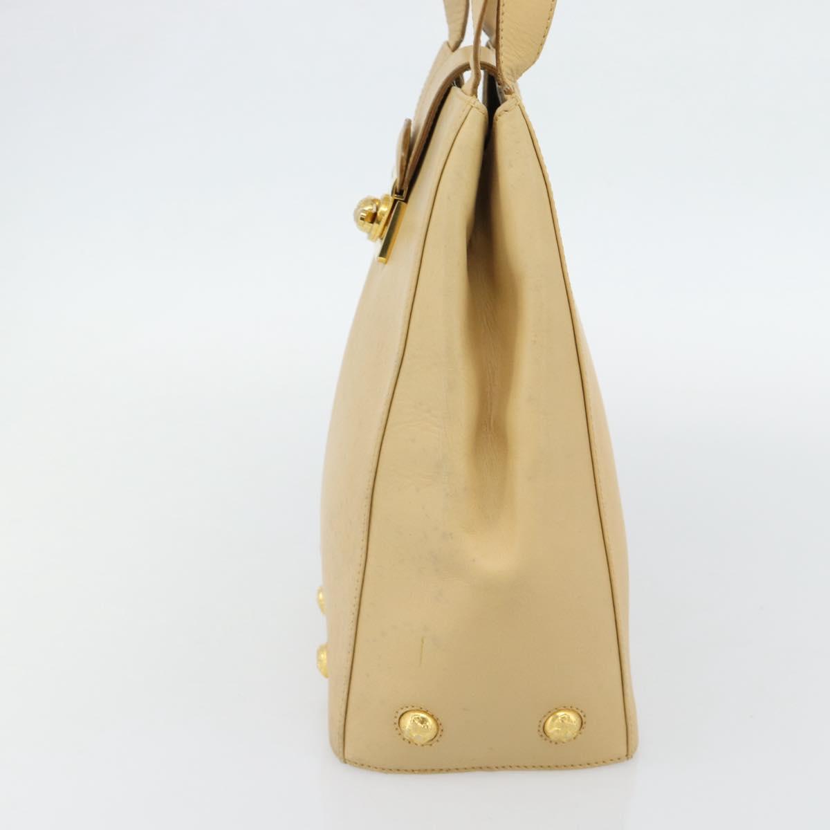 Salvatore Ferragamo Shoulder Bag Leather Beige Gold Auth 93202