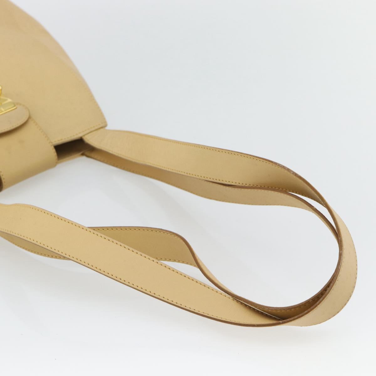 Salvatore Ferragamo Shoulder Bag Leather Beige Gold Auth 93202