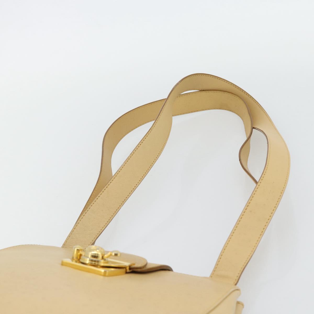 Salvatore Ferragamo Shoulder Bag Leather Beige Gold Auth 93202