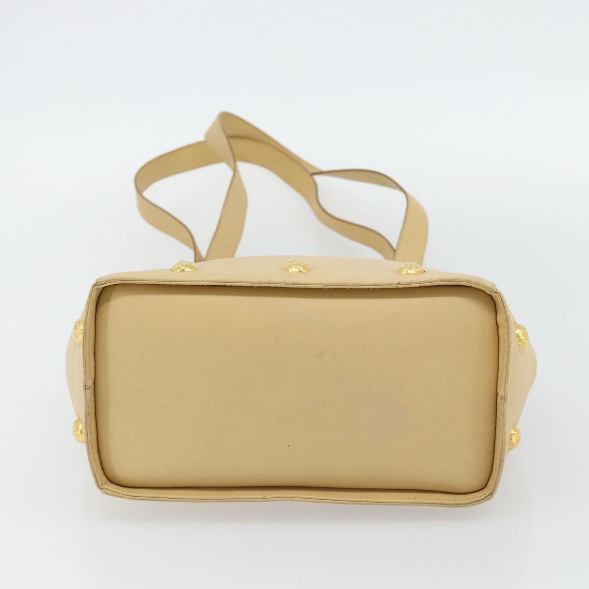 Salvatore Ferragamo Shoulder Bag Leather Beige Gold Auth 93202