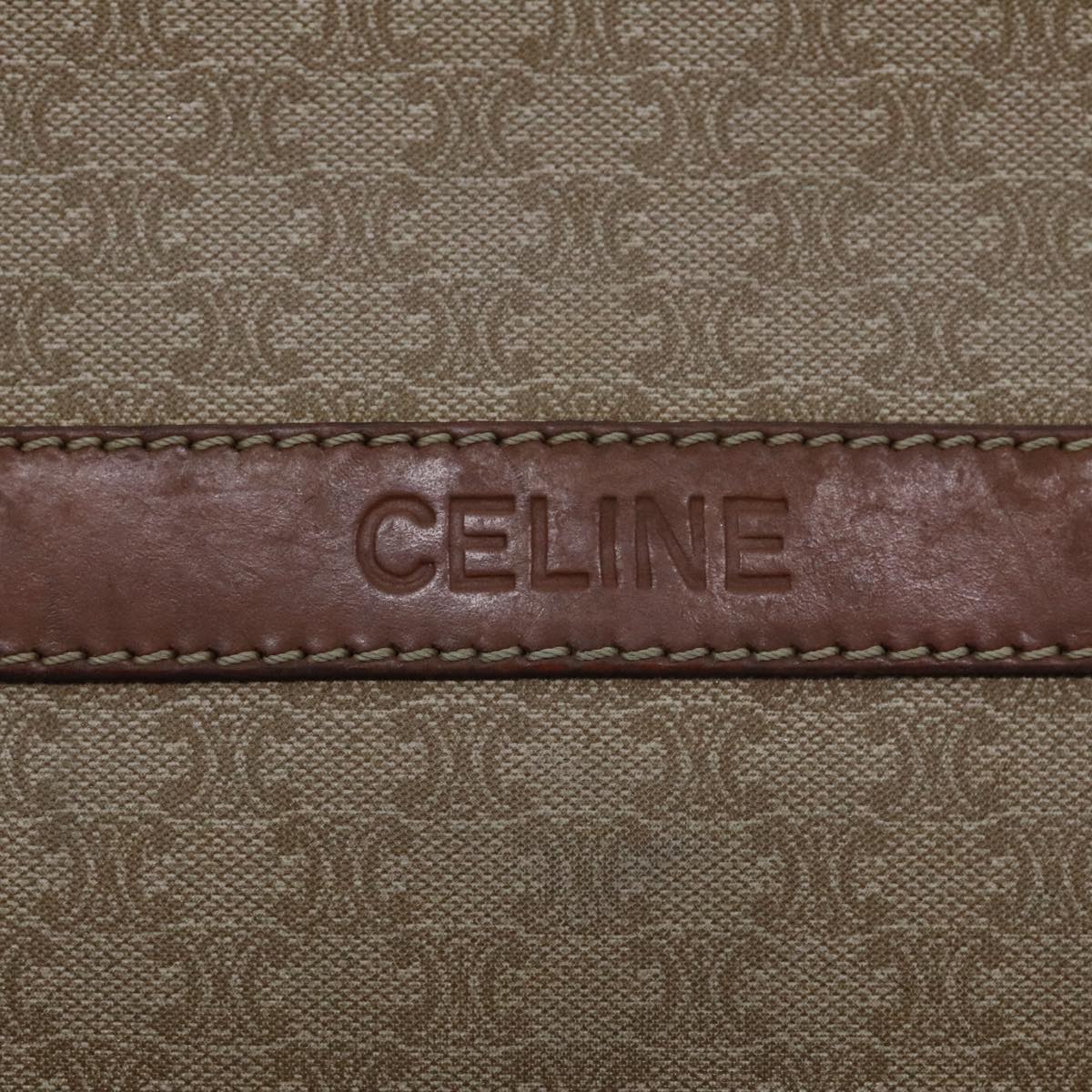 CELINE Macadam Canvas Shoulder Bag Beige Auth 93248