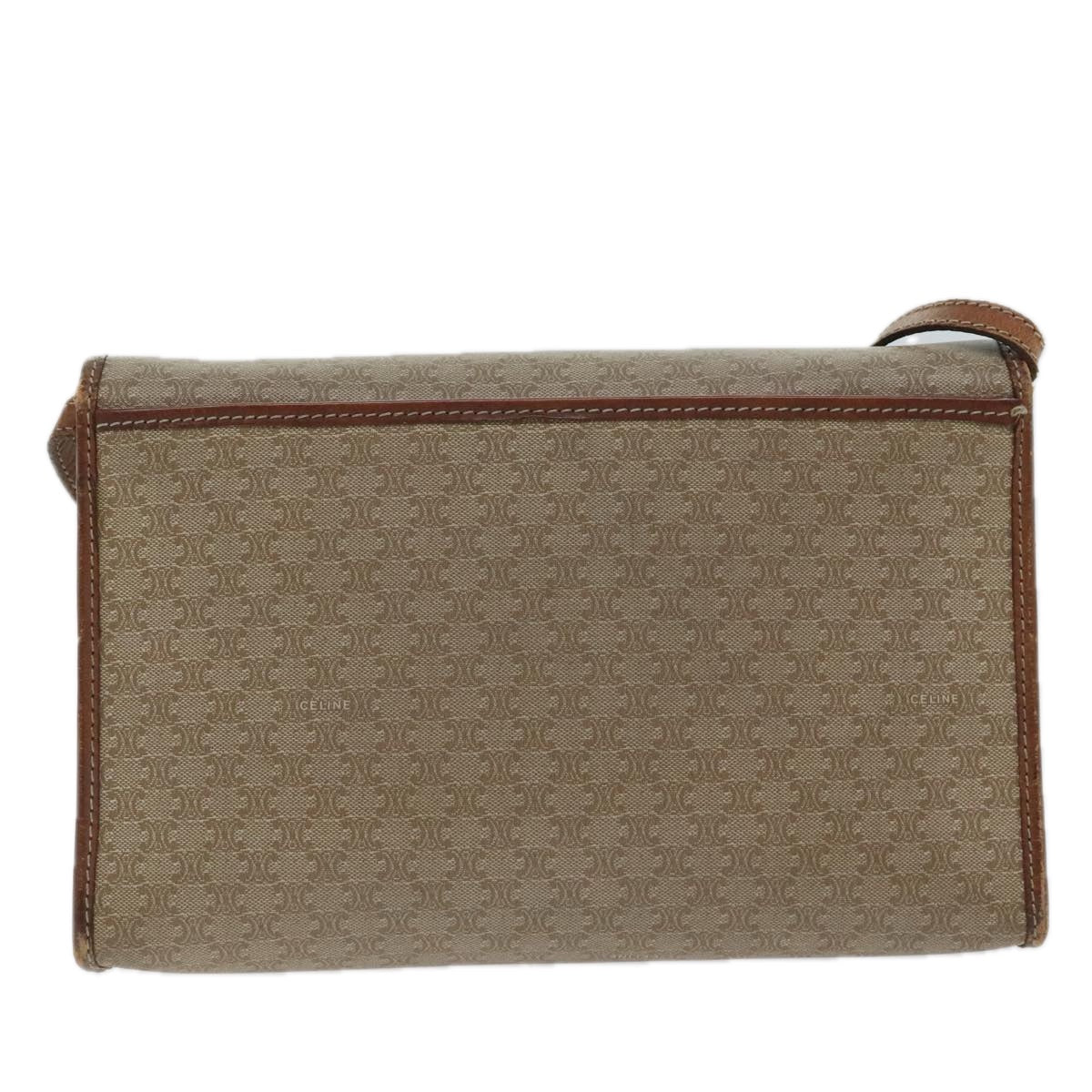 CELINE Macadam Canvas Shoulder Bag Beige Auth 93248