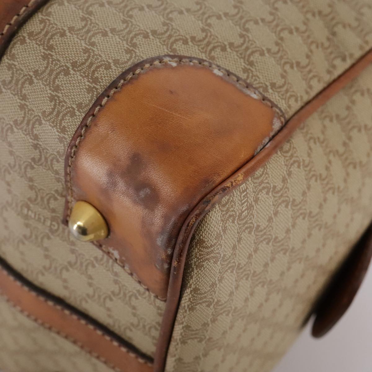 CELINE Macadam Canvas Hand Bag Beige Auth 93277