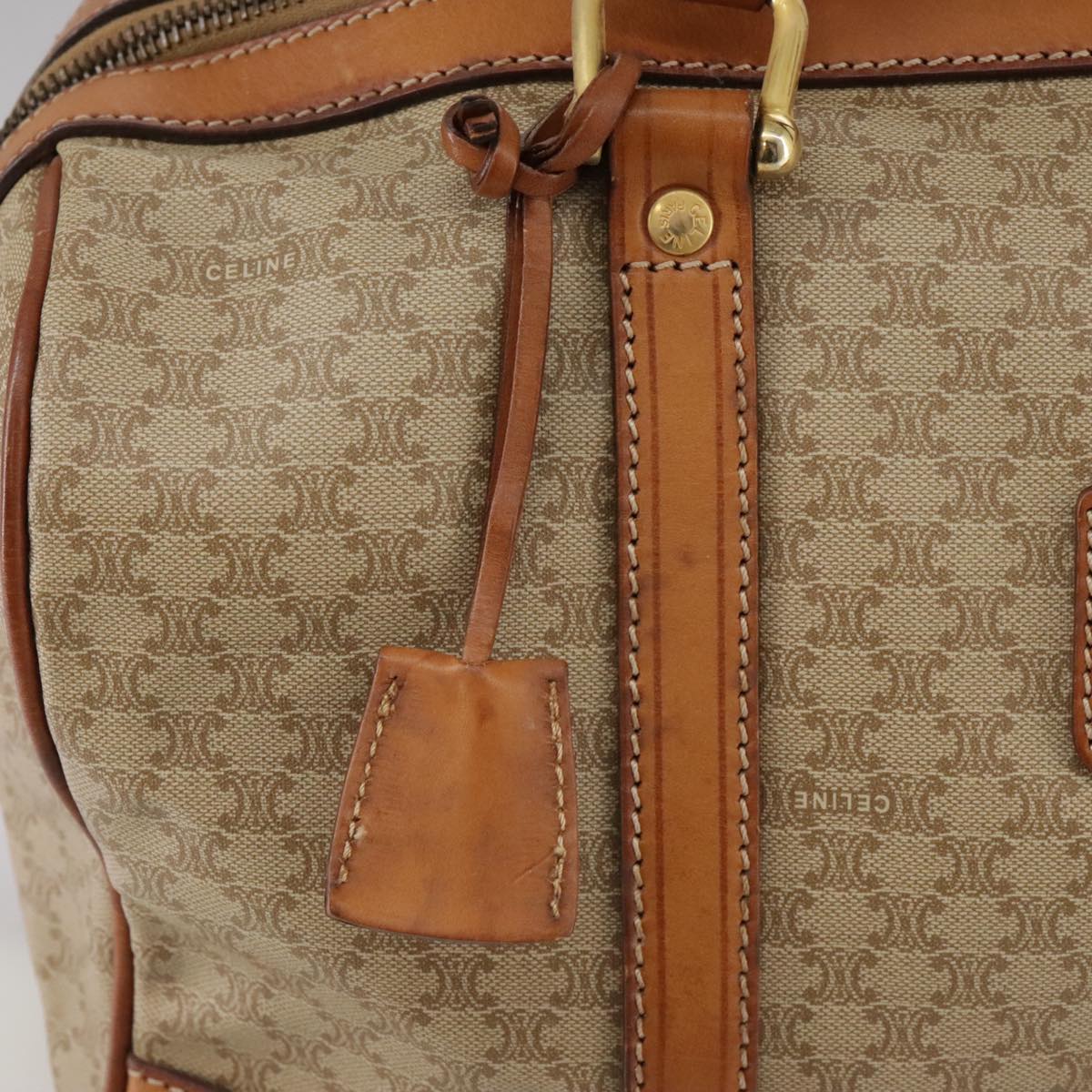 CELINE Macadam Canvas Hand Bag Beige Auth 93277