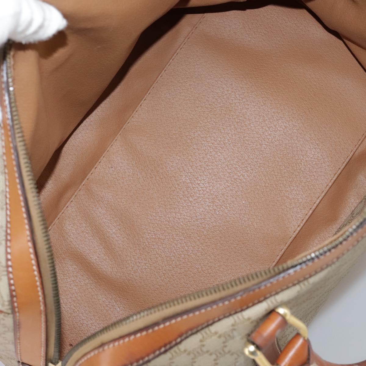 CELINE Macadam Canvas Hand Bag Beige Auth 93277