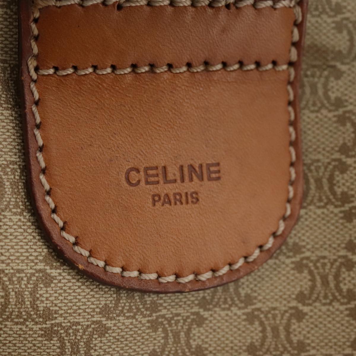 CELINE Macadam Canvas Hand Bag Beige Auth 93277