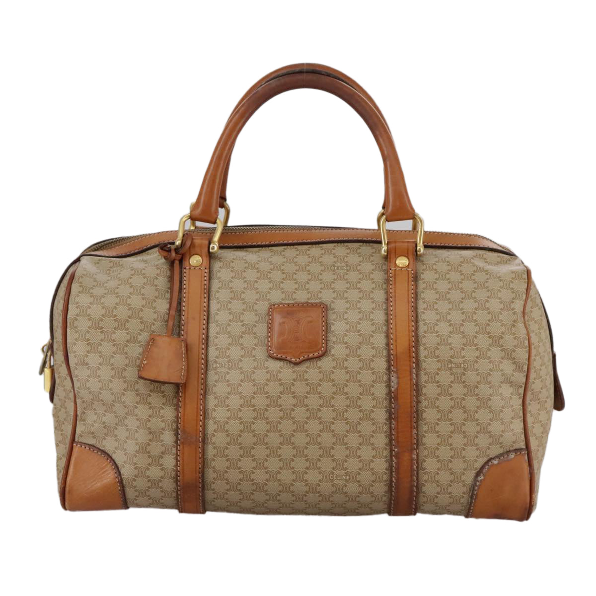 CELINE Macadam Canvas Hand Bag Beige Auth 93277