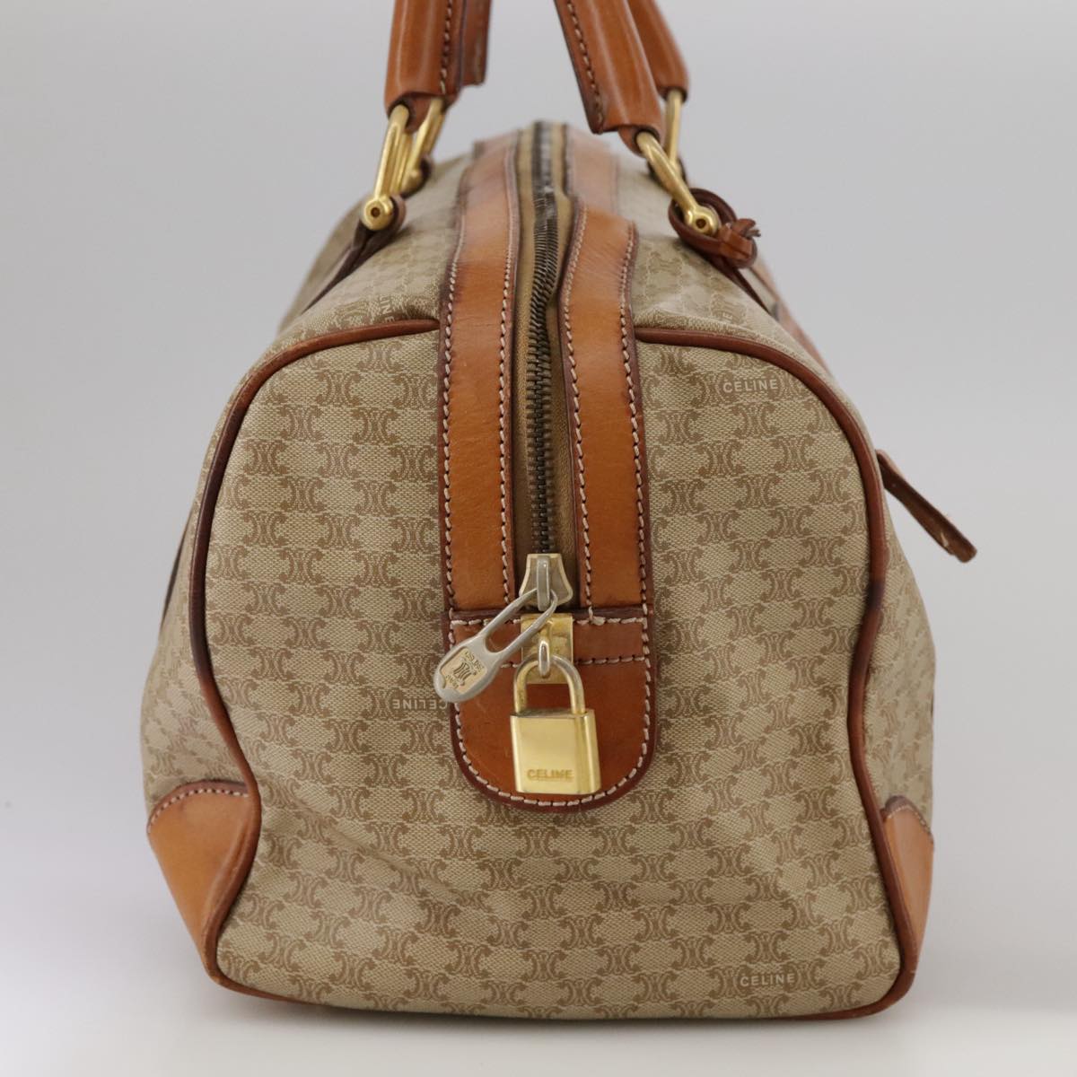 CELINE Macadam Canvas Hand Bag Beige Auth 93277