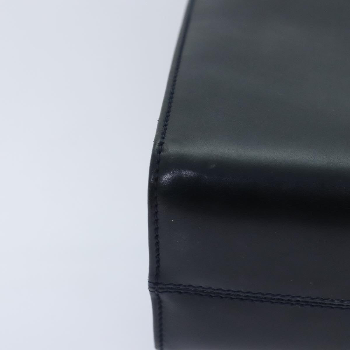 Salvatore Ferragamo Vala Hand Bag Leather Navy Gold Auth 93311