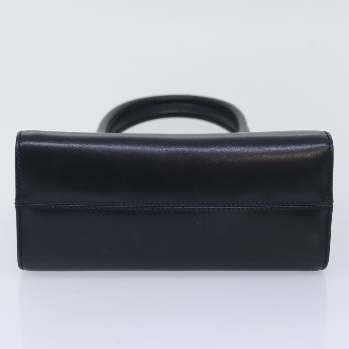 Salvatore Ferragamo Vala Hand Bag Leather Navy Gold Auth 93311