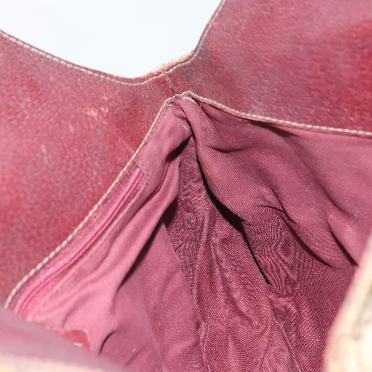 GUCCI GG Canvas Hand Bag Beige Wine Red Gold 131329 Auth 93378