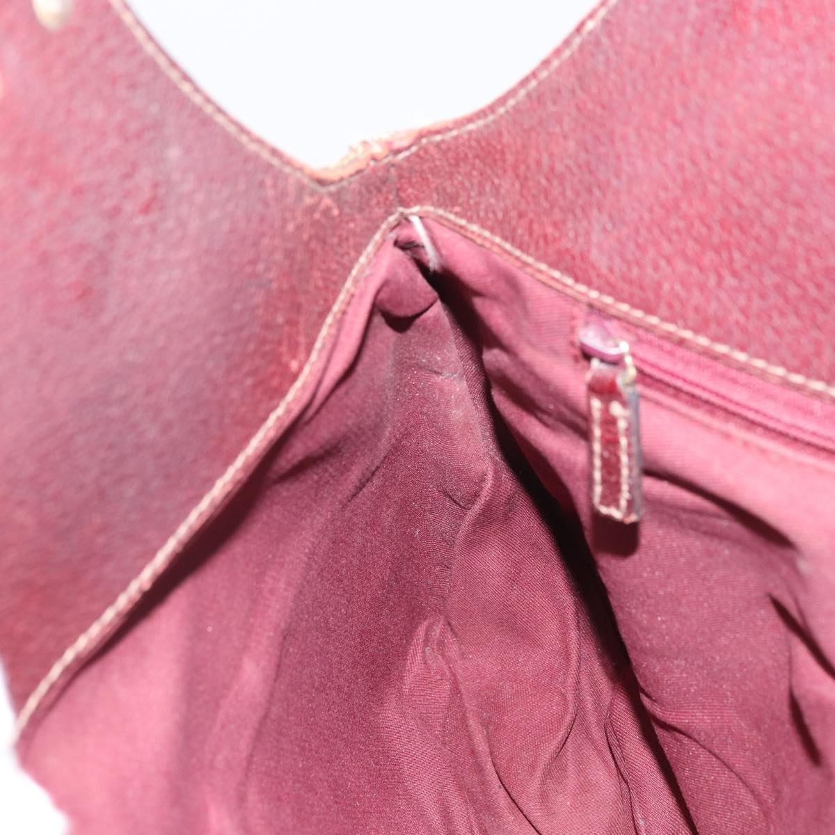 GUCCI GG Canvas Hand Bag Beige Wine Red Gold 131329 Auth 93378