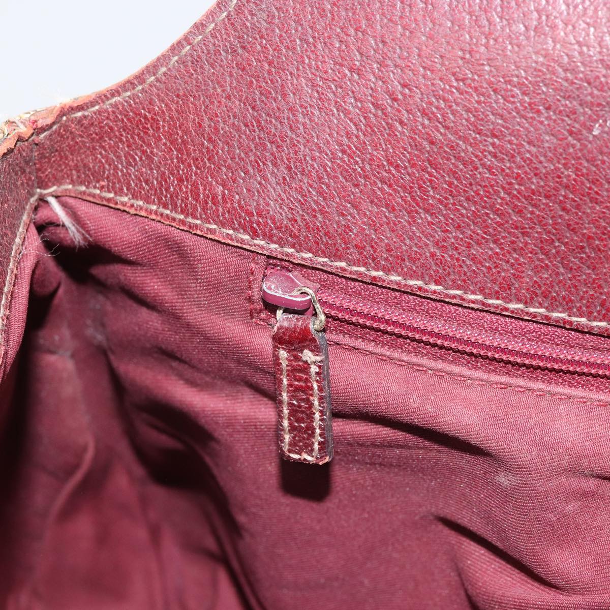 GUCCI GG Canvas Hand Bag Beige Wine Red Gold 131329 Auth 93378