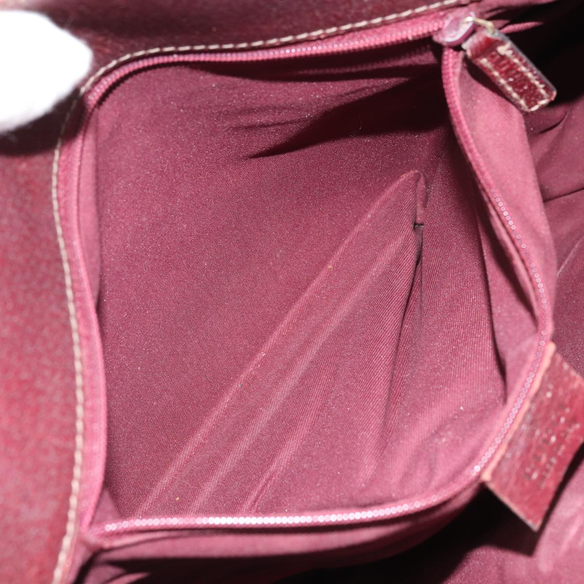 GUCCI GG Canvas Hand Bag Beige Wine Red Gold 131329 Auth 93378