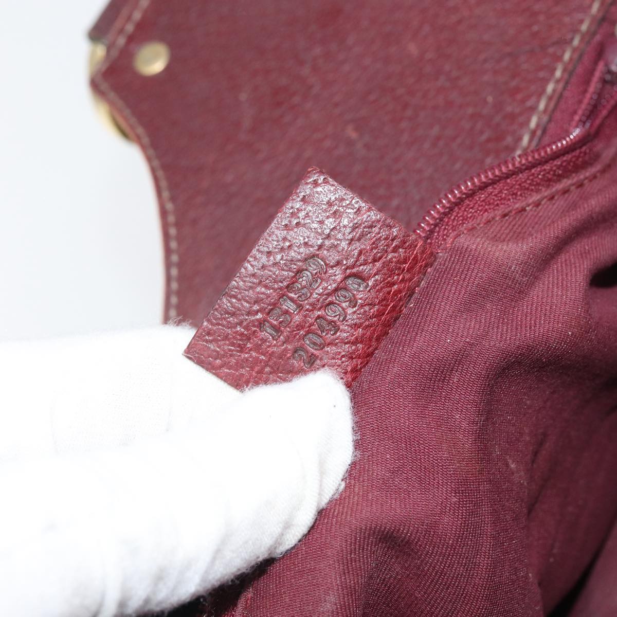 GUCCI GG Canvas Hand Bag Beige Wine Red Gold 131329 Auth 93378