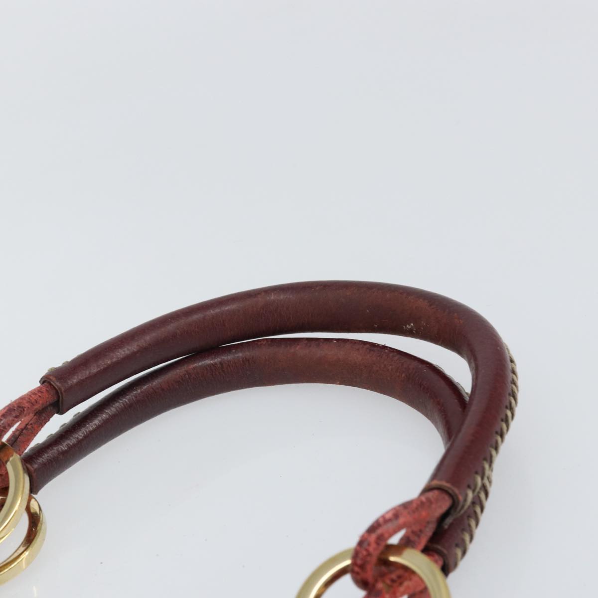 GUCCI GG Canvas Hand Bag Beige Wine Red Gold 131329 Auth 93378