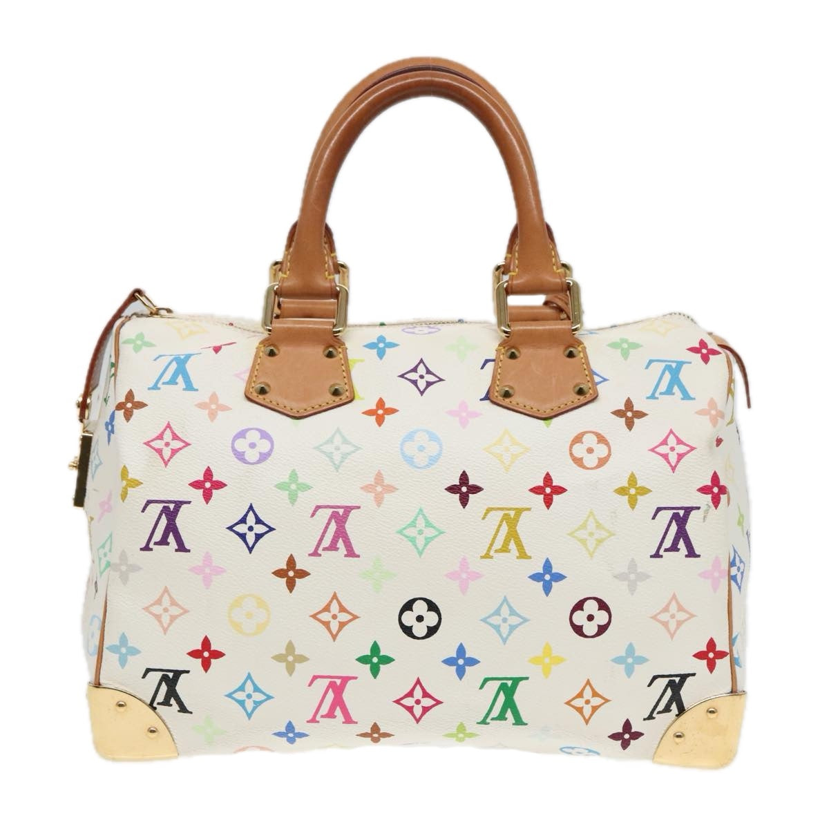 LOUIS VUITTON Monogram Multicolor Speedy 30 Hand Bag White M92643 Auth 93383A